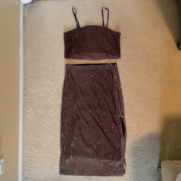 Walter Baker City Sequin Rose Gold Chellie Embellished Crop Tank-Size M - Picture 6 of 6